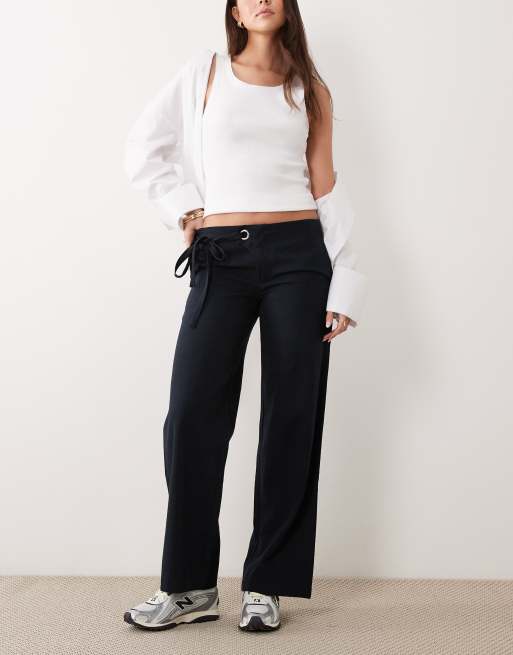 Mango - Teen - Pantaloni sartoriali color blu navy con cintura