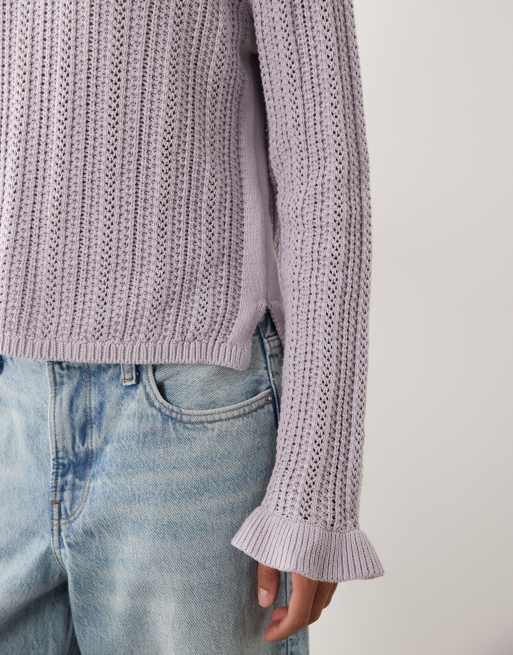 Mango – Teen – Pastellila, finstickad topp med utsvängda ärmar, 4 av 4