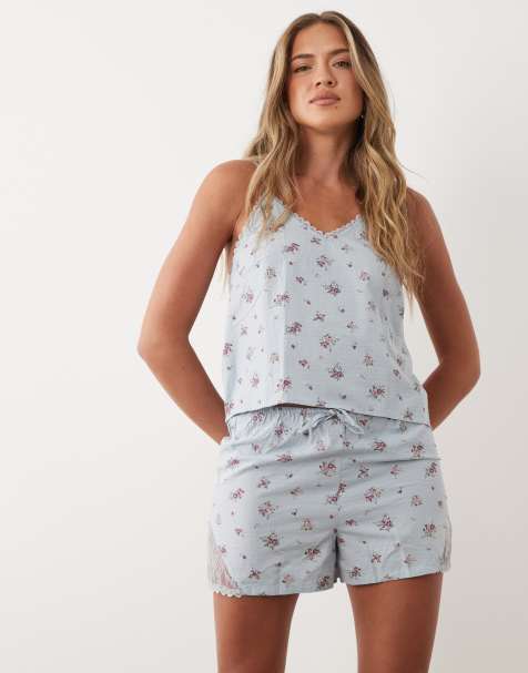 Mango - Teen - Pigiama con canottiera e pantaloncini blu a fiori - view 1