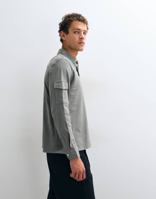 Mango Teen polo shirt with utility pocket in pale grey, 2 of 5