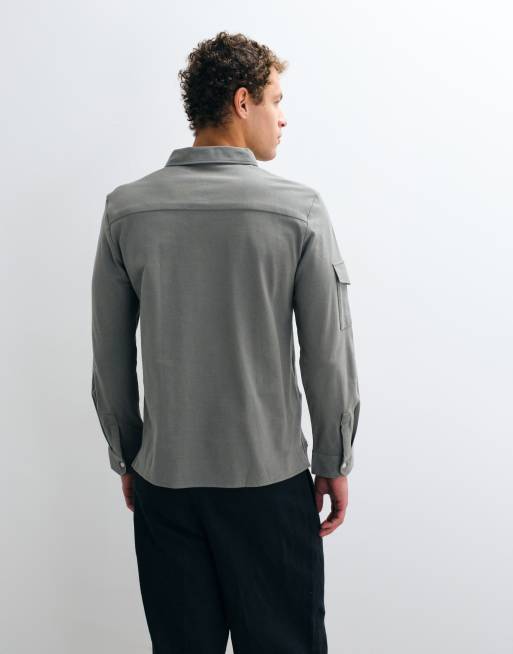 Mango Teen polo shirt with utility pocket in pale grey, 5 of 5