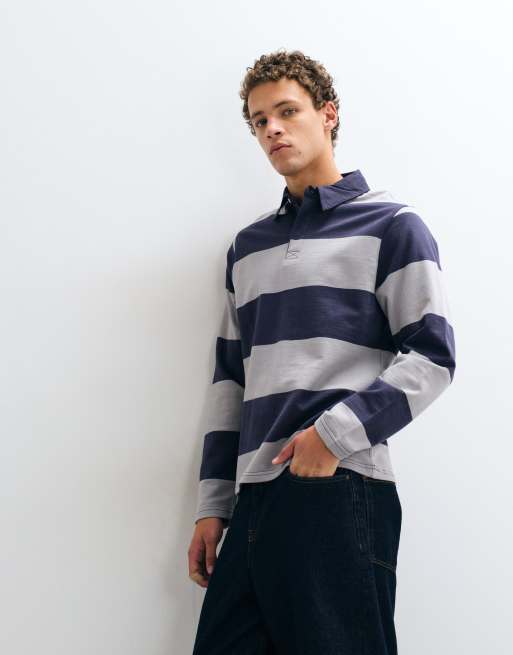 Mango Teen polo sweatshirt in grey stripe print, 2 of 5