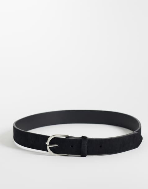 Mango Teen pony hair belt in black - view 1