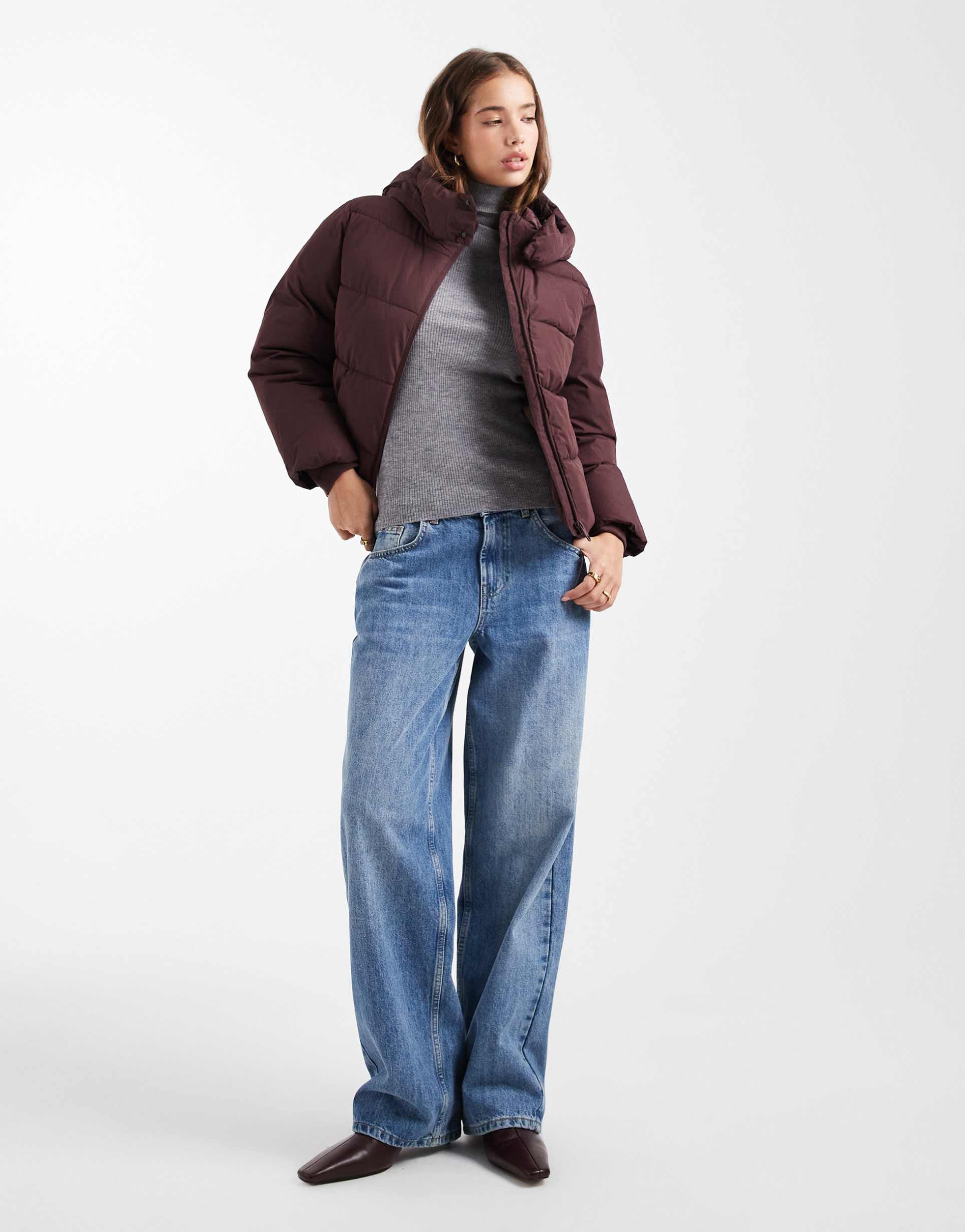 mango teen puffer coat in fig