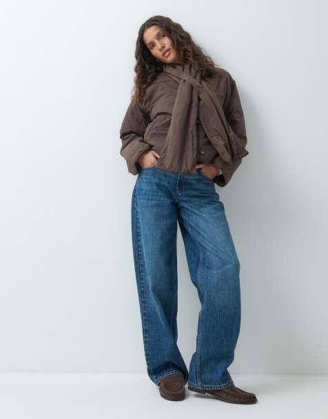 Mango Teen puffer jacket with removable scarf in brown - view 1