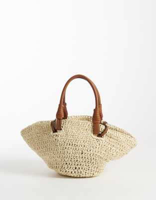 Mango Teen Raffia Cross Body Bag In Metallic