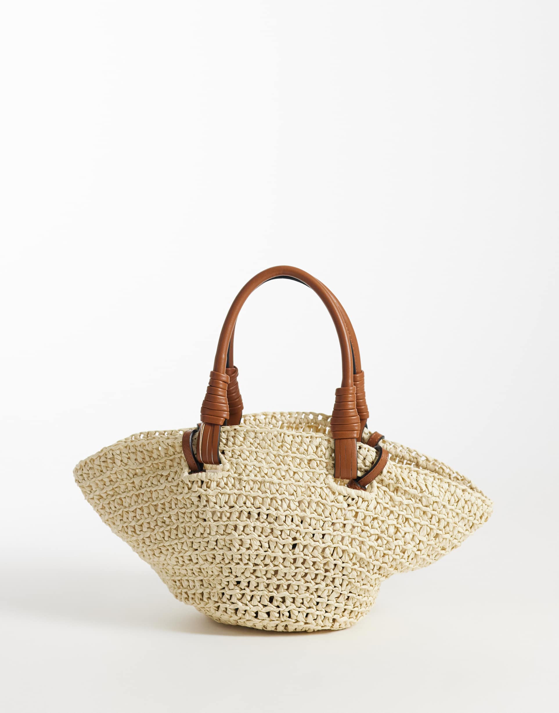 mango teen raffia cross body bag in beige
