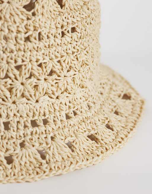 Mango Teen raffia sun hat in beige, 2 of 3