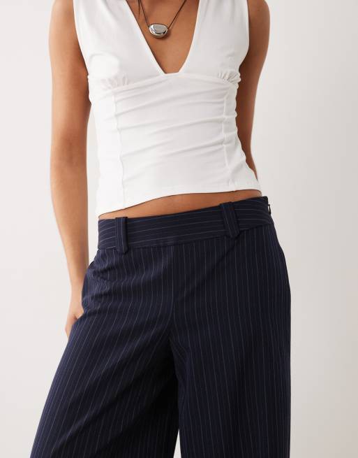 Mango Teen rechte pantalon met krijtstreep in navy, 3 van 5