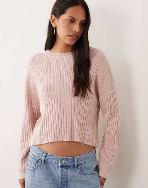 Mango Teen ribbed jumper in pastel pink - view 1