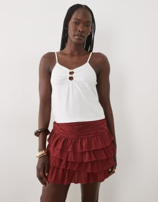 Mango Teen Ring Detail Cami Top In White