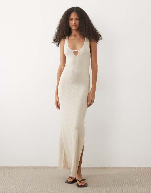 Mango Teen - Robe longue en maille ornée de perles - Doré, 2 de 4