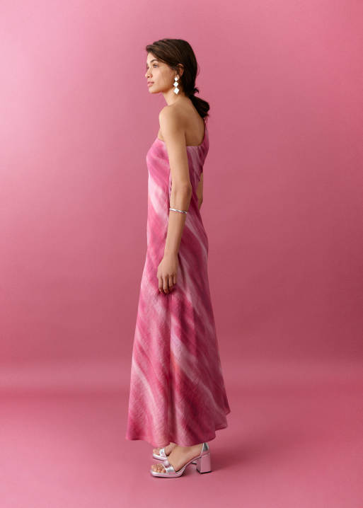 Mango - Teen - Robe longue imprimée à ourlet asymétrique - Rose, 4 de 4