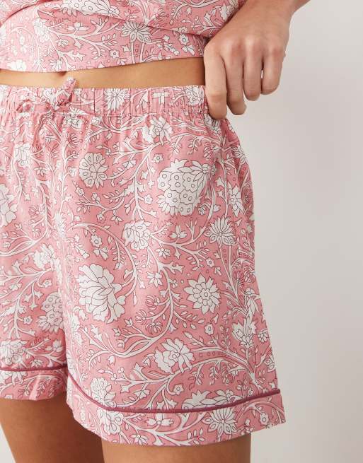 Mango – Teen – Rosa, blommig pyjamas med linne och shorts, 3 av 4