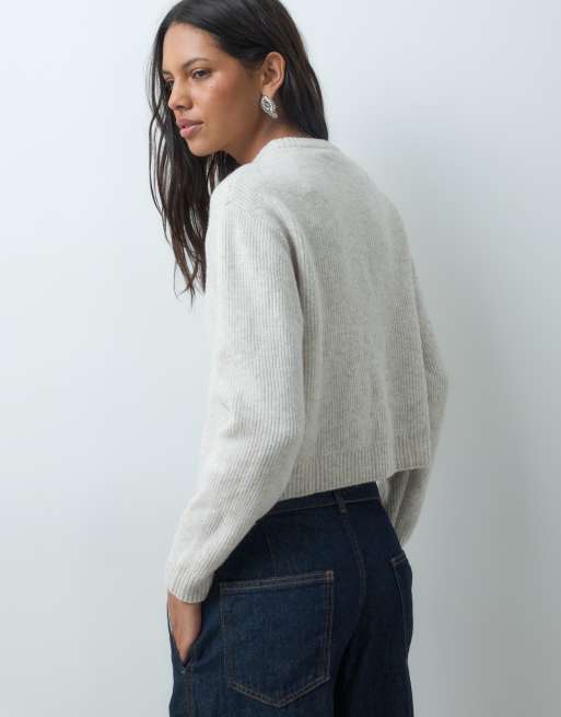 Mango Teen round neck knitted cardigan in cream, 3 of 4