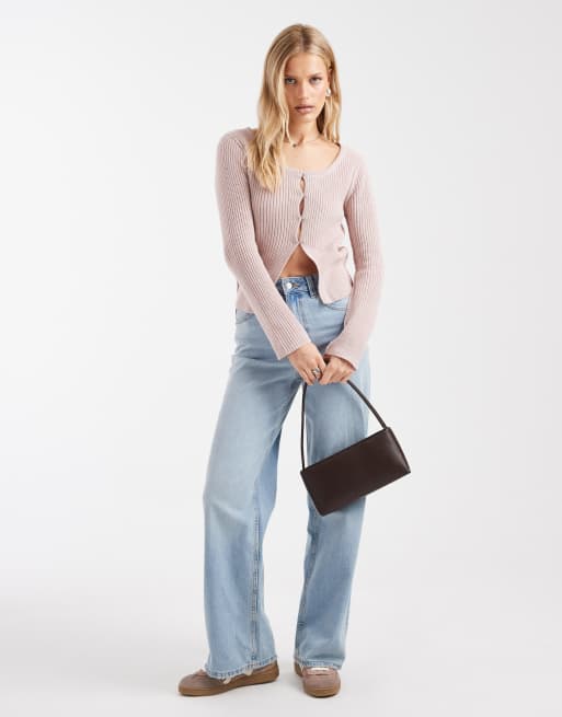 Mango Teen round neck knitted top in pastel pink, 2 of 4