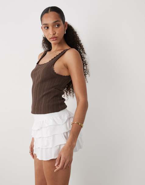 Mango Teen ruffle mini skirt in white - view 1