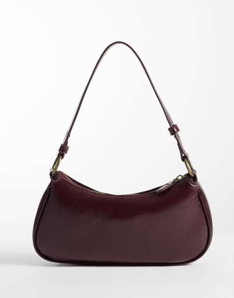 Mango Teen sac porté épaule en imitation cuir bordeaux - view 1