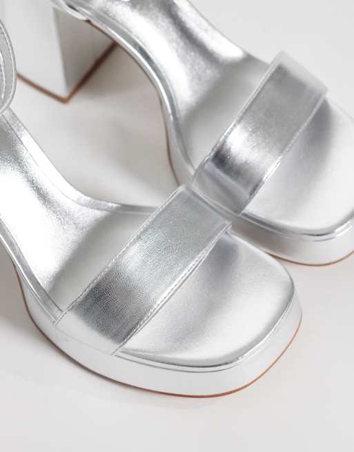 Mango - Teen - Sandalen met blokhak en plateauzool in zilver, 2 van 4