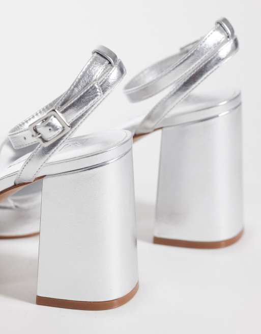 Mango - Teen - Sandalen met blokhak en plateauzool in zilver, 4 van 4