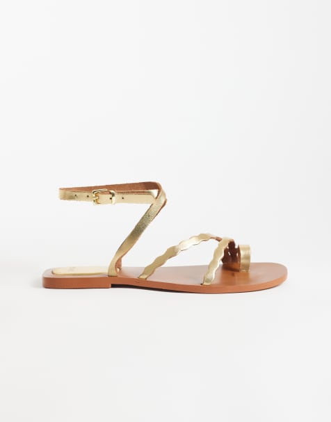 Mango - Teen - Sandalen met dunne bandjes in goud - view 1