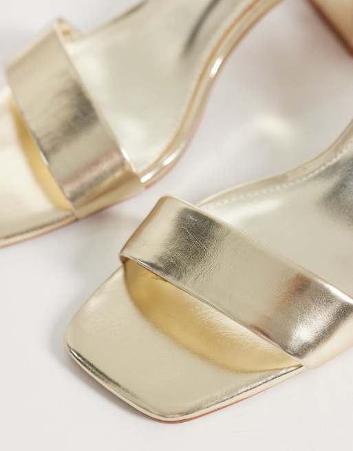 Mango - Teen - Sandalen met hak en vierkante neus in goud, 2 van 4