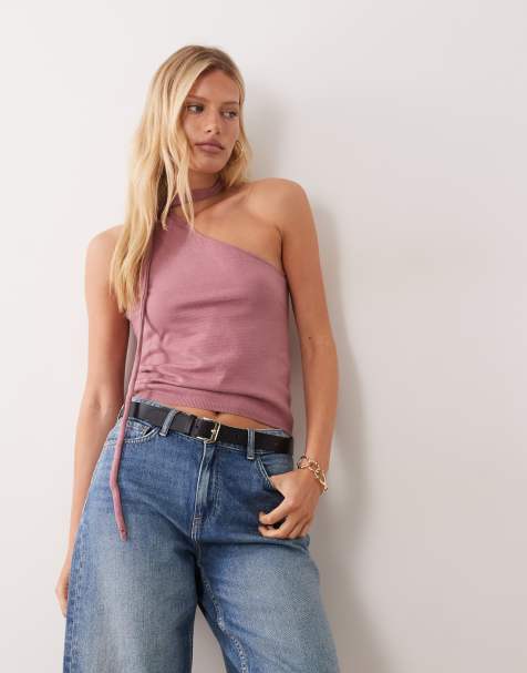 Mango Teen scarf detail sleeveless top in pink - view 1