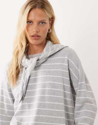 Mango Teen Scarf Detail Sweater In Gray