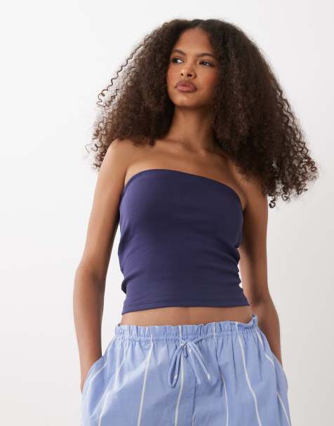 Mango Teen – Schulterfreies Oberteil in Marineblau - view 1