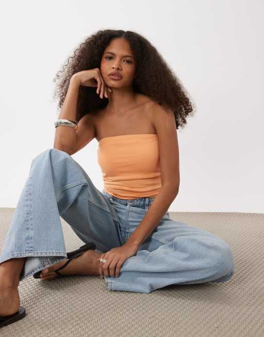 Mango Teen – Schulterfreies Oberteil in Orange, 4 von 4