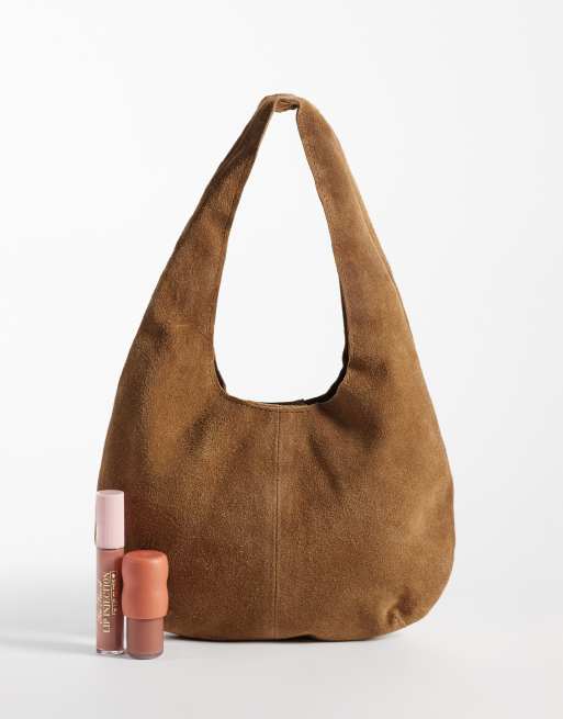 Mango Teen Schultertasche in Wildlederoptik in Hellbraun, 2 von 4
