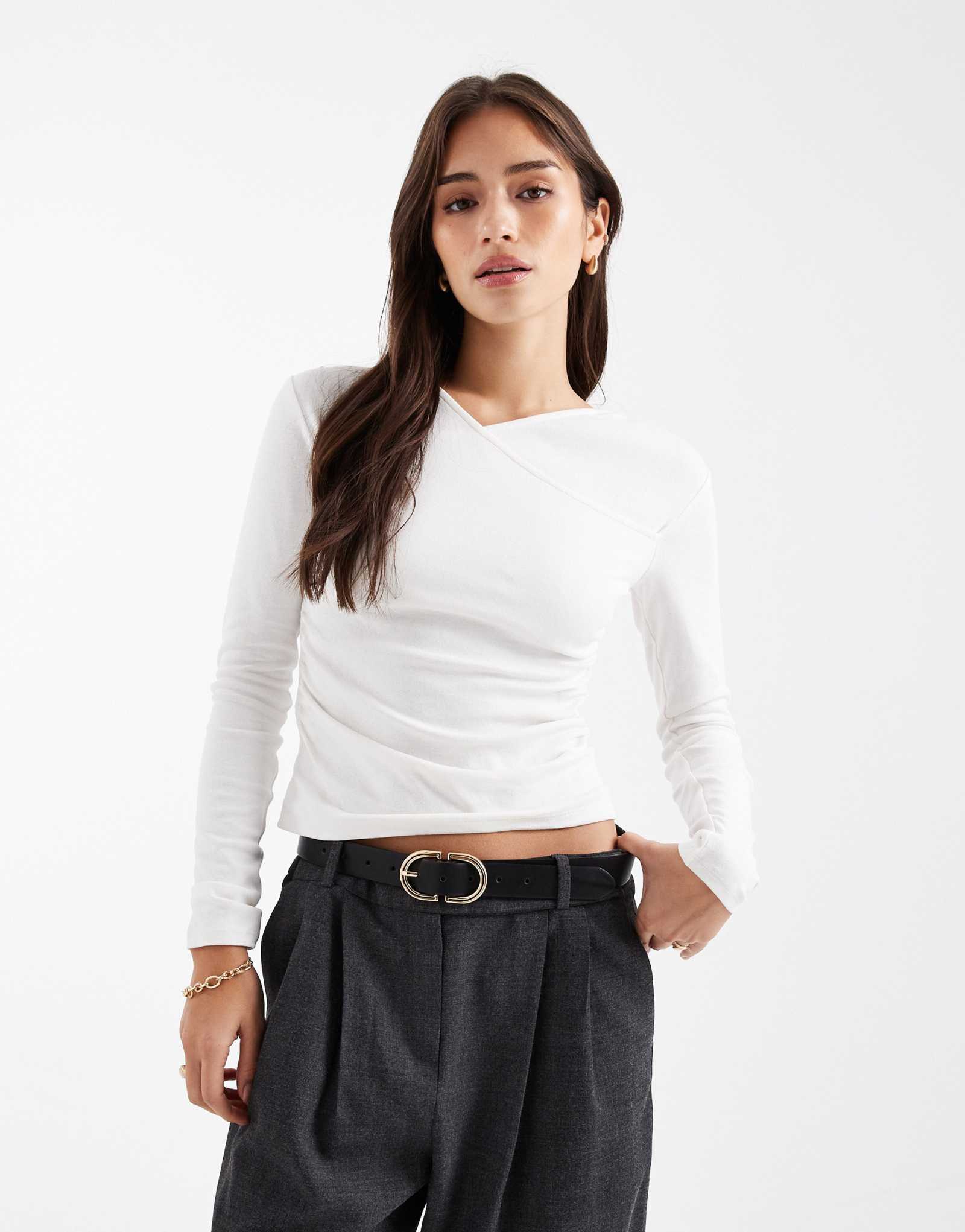 Облегающий топ Mango Teen цвета экрю 