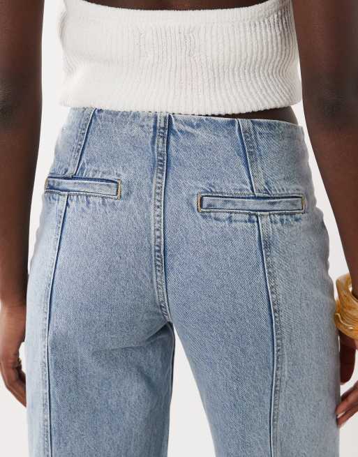 Mango Teen seam front straight jean in acid wash, 4 of 5