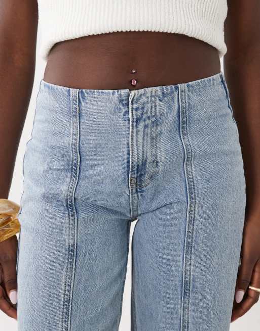 Mango Teen seam front straight jean in acid wash, 5 of 5