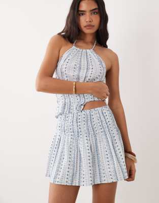Mango Teen Shirred Waist Mini Skirt Co-ord In White