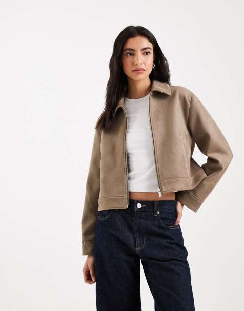 Mango Teen short jacket with stud detail in light green - view 1