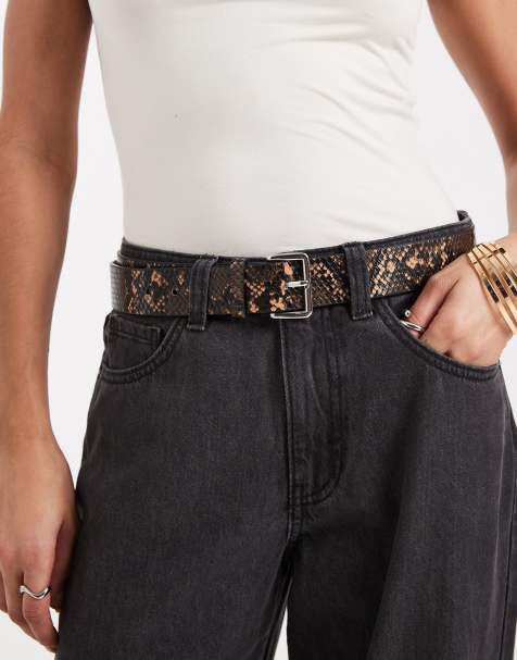 Mango Teen skinny belt in snake print - view 1