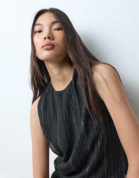 Mango Teen sleeveless embellished top in black