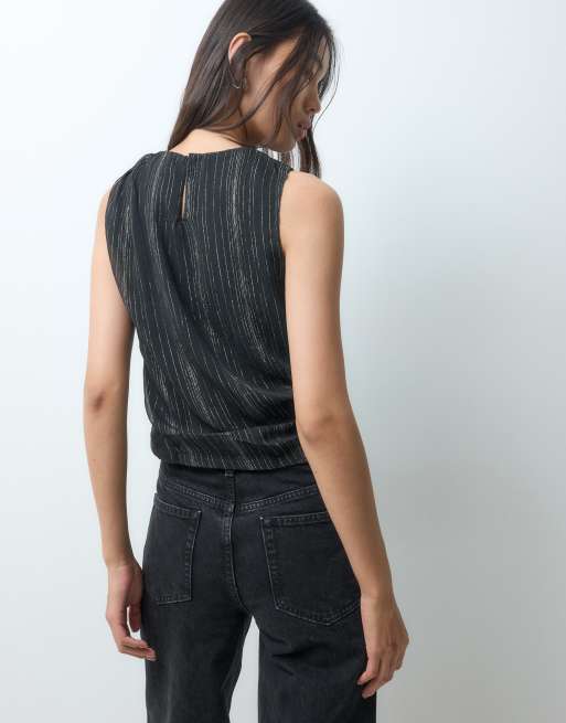 Mango Teen sleeveless embellished top in black, 4 of 5