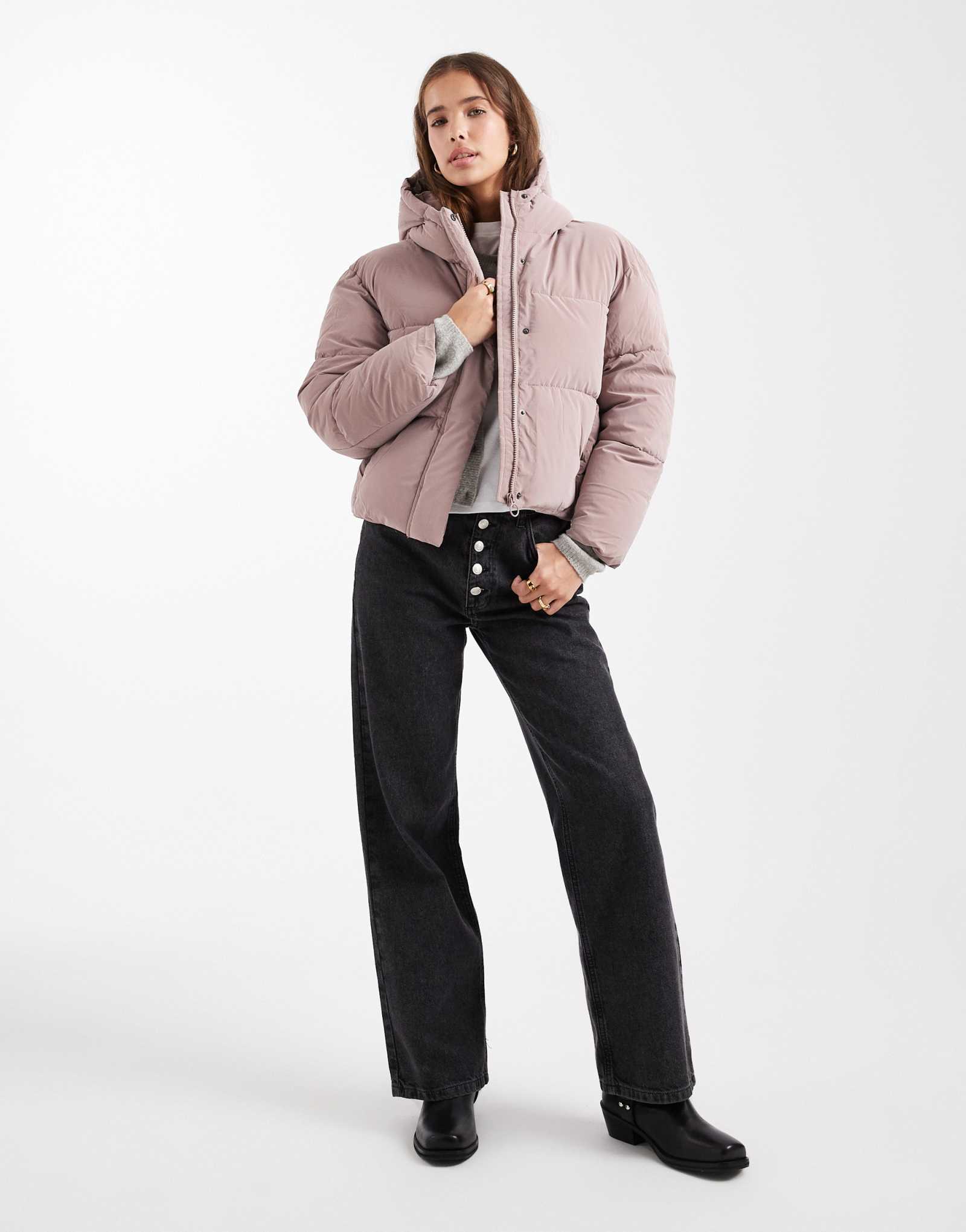 Пуховик Mango Teen soft touch розового цвета 