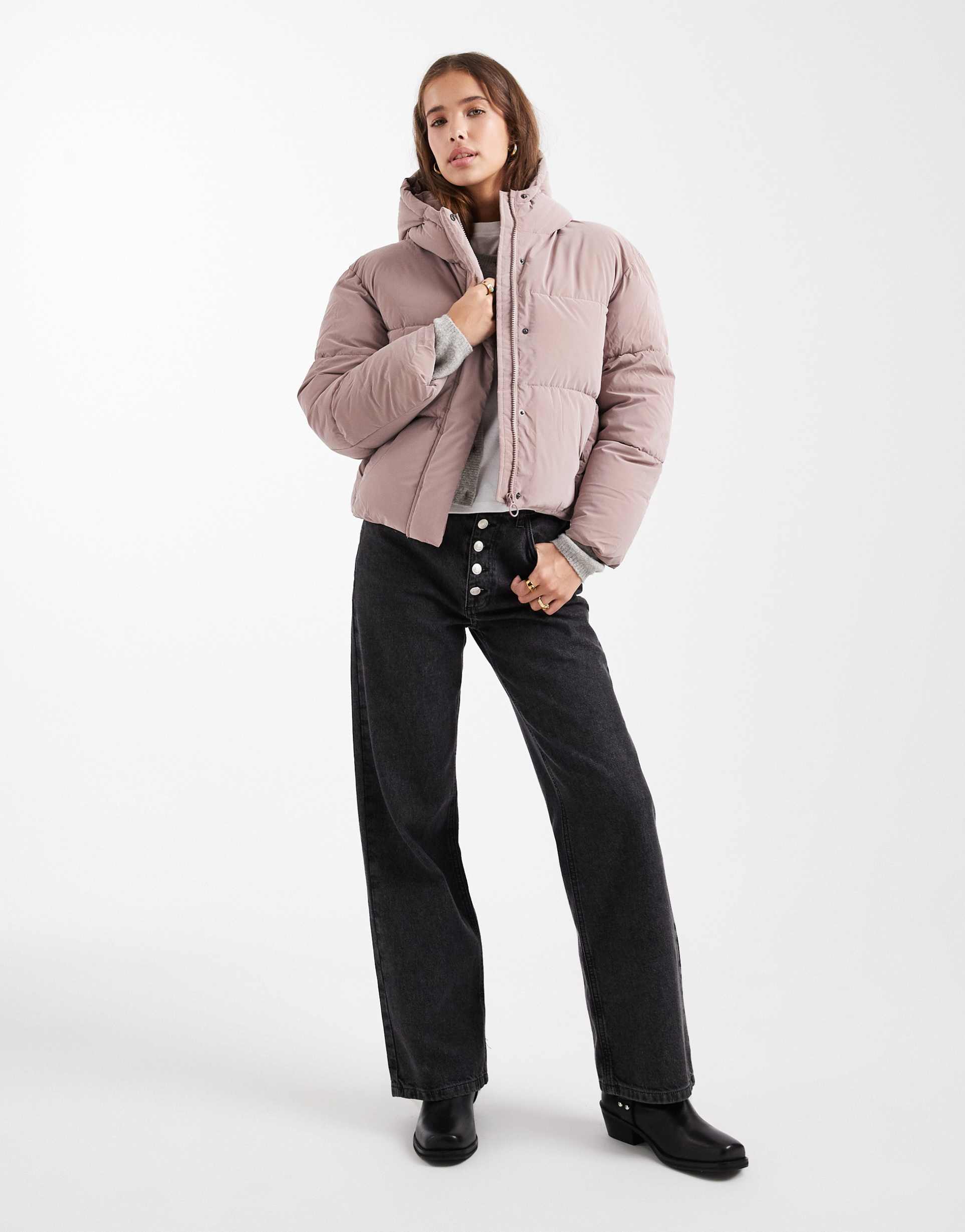 mango teen soft touch puffer jacket in pink