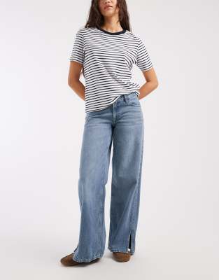 Mango Teen split hem straight jean in light blue