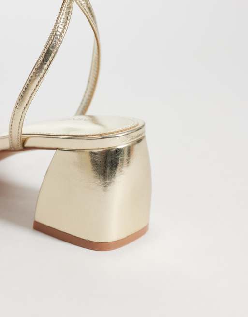 Mango Teen square toe heeled sandal in gold, 4 of 4