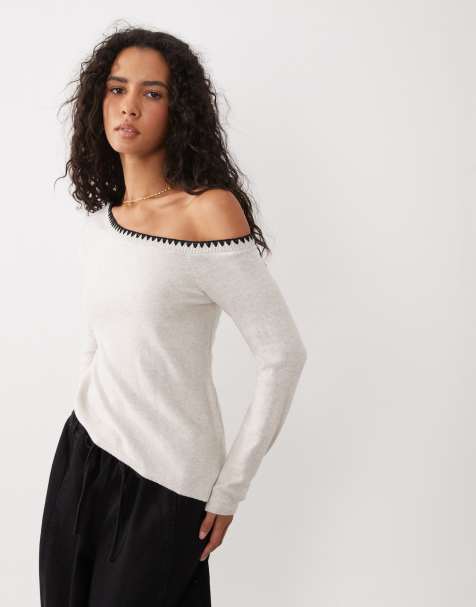 Mango Teen stitch detail long sleeve top in beige - view 1