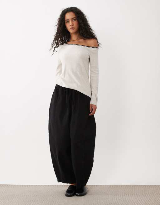 Mango Teen stitch detail long sleeve top in beige, 2 of 4