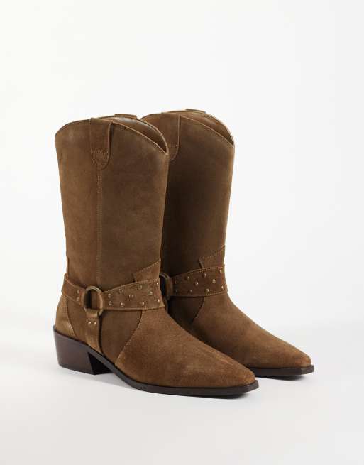 Mango Teen stivale western in pelle nera sand, 2 di 4