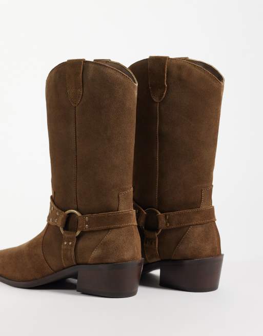 Mango Teen stivale western in pelle nera sand, 4 di 4