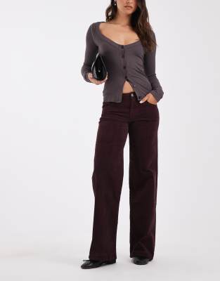 Mango Teen Straight Cord Jean In Red