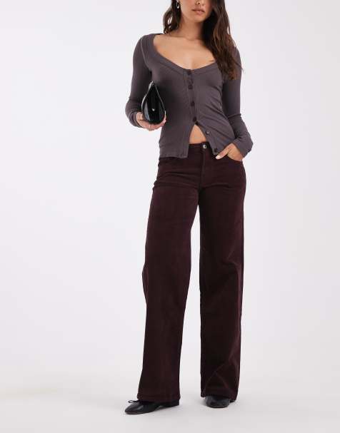 Mango Teen straight cord jean in burgundy - view 1