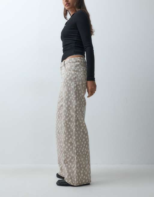 Mango Teen straight jean in beige deer print, 3 of 5